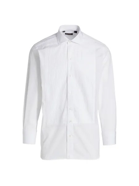 Плиссированная формальная рубашка-смокинг Paul Stuart, белый