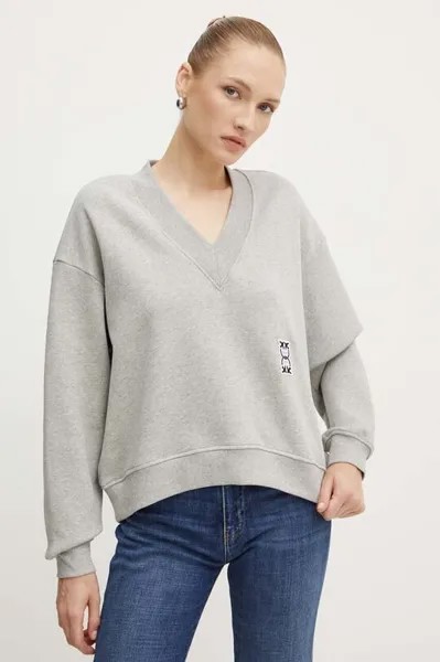 Хлопковая толстовка Pinko, серый