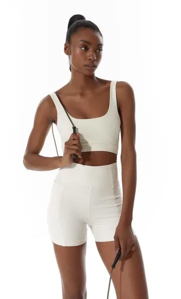 Stradivarius Короткие Спортивные Шорты Цвет Небеленого Полотна M
