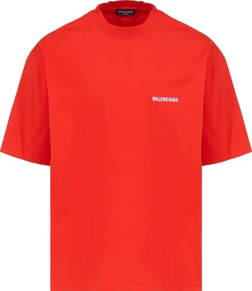 Футболка Balenciaga Medium Fit T-Shirt 'Bright Red/White', красный