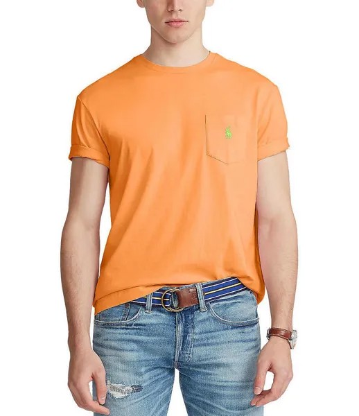 Футболка классического кроя с круглым вырезом и карманами Polo Ralph Lauren Big & Tall, оранжевый