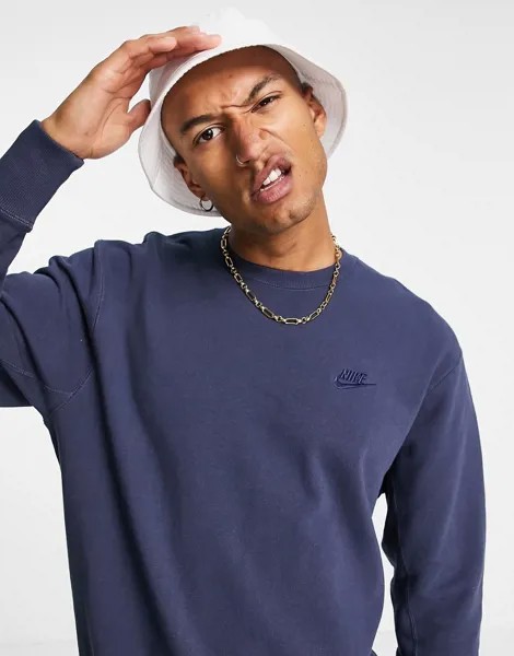 Темно-синий классический свитшот из плотной ткани Nike Premium Utility