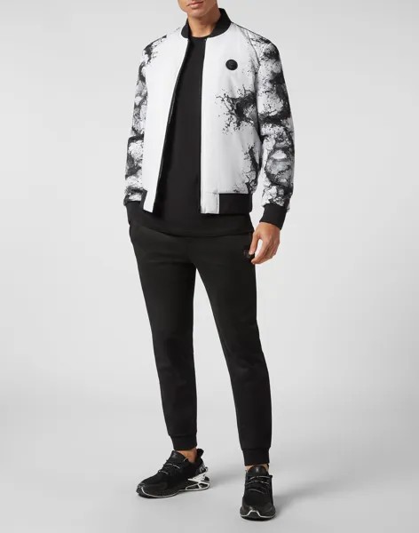 Нейлоновый бомбер Splash Extreme Plein Sport, цвет White / Black