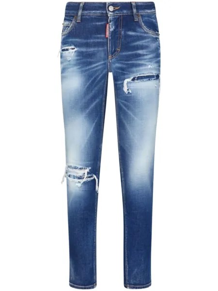 Dsquared2 узкие джинсы с прорезями, синий