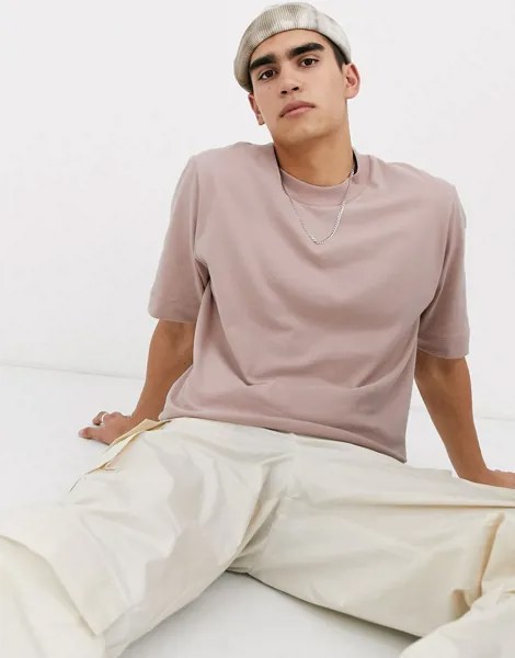 Розовая oversize-футболка из хлопка с начесом ASOS WHITE-Розовый