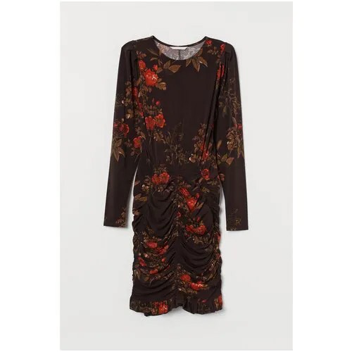 Платье H&M, вечернее, размер XS, коричневый, красный
