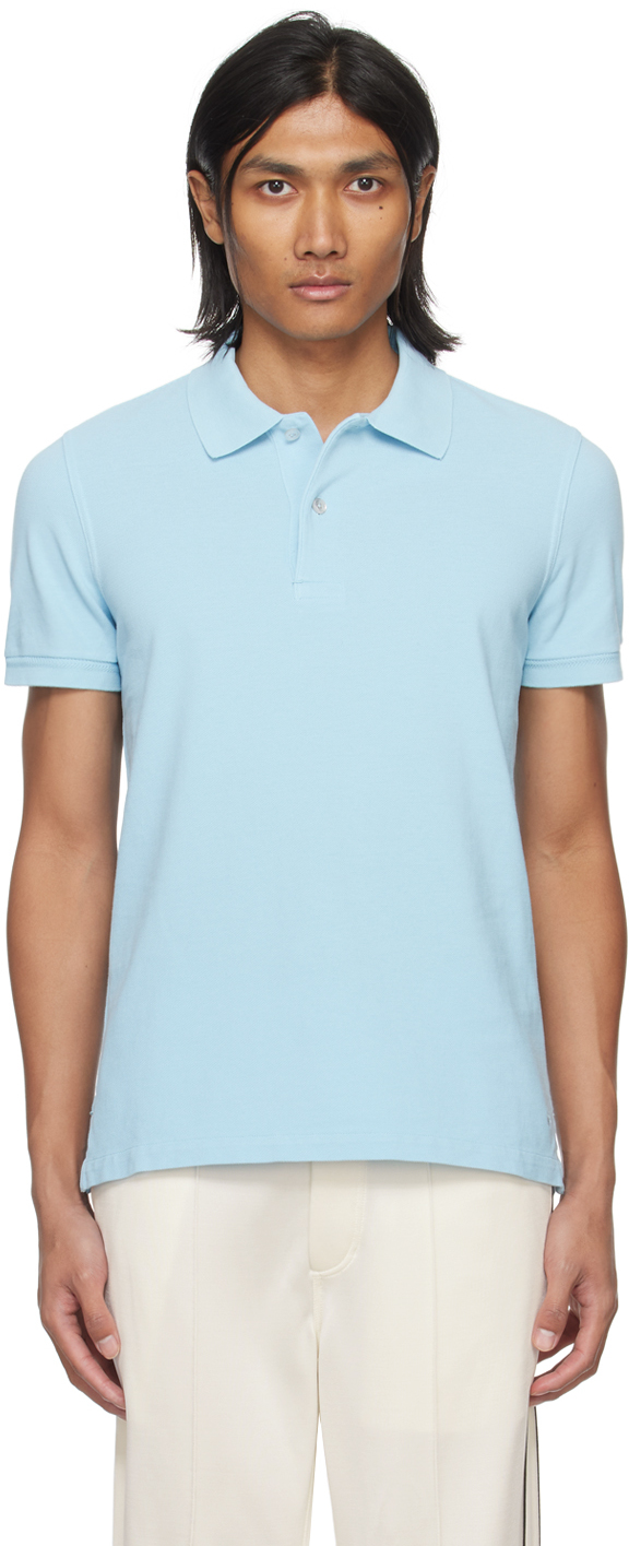 Синяя теннисная футболка-поло Tom Ford, цвет Pale sky