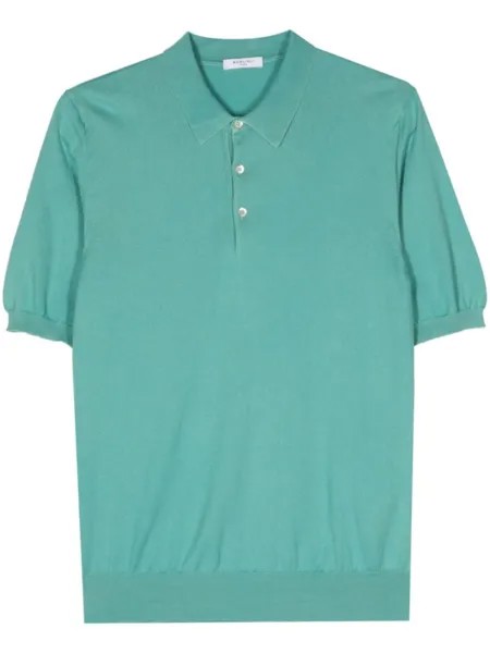 Boglioli fine-knit cotton polo shirt, синий