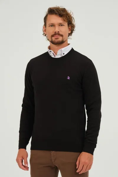 Хлопковый свитер тонкой вязки Giorgio Di Mare, черный