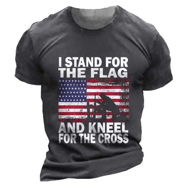 Мужская футболка с патриотическим принтом на открытом воздухе I Stand For The Flag I Kneel For The Cross