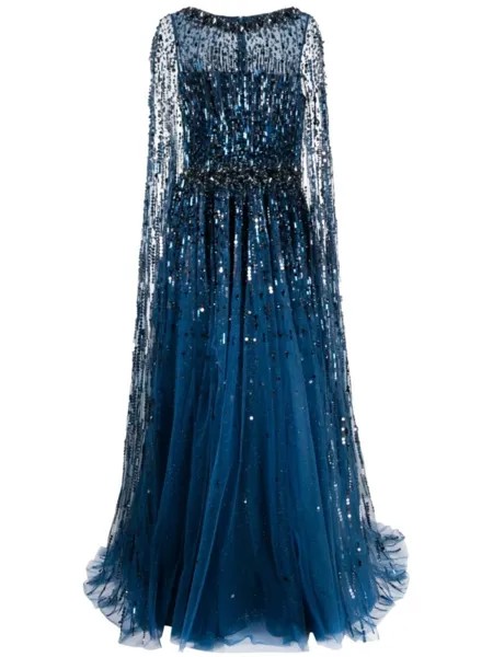 Jenny Packham платье Starling с кристаллами, синий