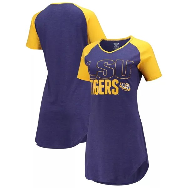 Женская ночная рубашка Concepts Sport фиолетового/золотого цвета LSU Tigers реглан с v-образным вырезом