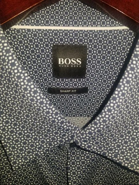 НОВАЯ рубашка на пуговицах на пуговицах с принтом HUGO BOSS Robbie Sharp Fit Performance, размер M