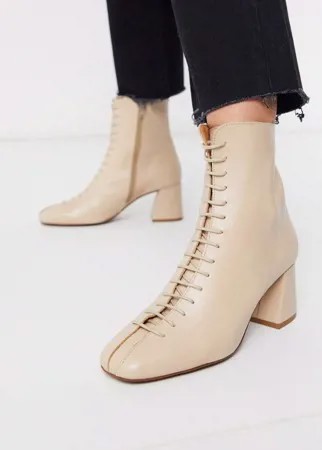 Бежевые кожаные ботинки на шнуровке Depp-Neutral
