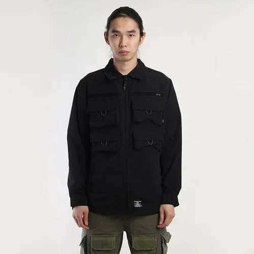 Куртка ALPHA INDUSTRIES Nylon Cargo Shirt Jacket, размер M, черный