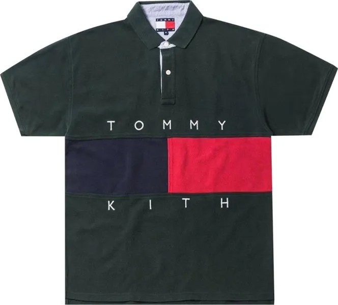 Футболка Kith x Tommy Hilfiger Flag Short-Sleeve Polo 'Forest', зеленый
