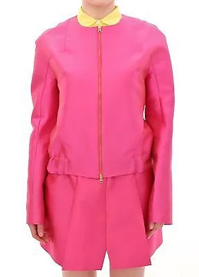 CO|TE Розовая куртка на молнии с логотипом из шелковой смеси Giacca IT40 / US6 / S Рекомендуемая розничная цена 900 долларов США