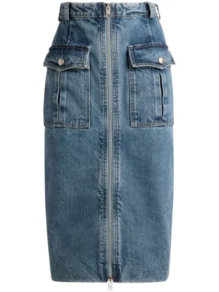 Bally zip-up denim midi skirt, синий