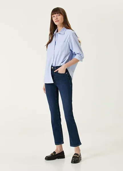 Le высокие прямые укороченные джинсы Frame Denim, синий