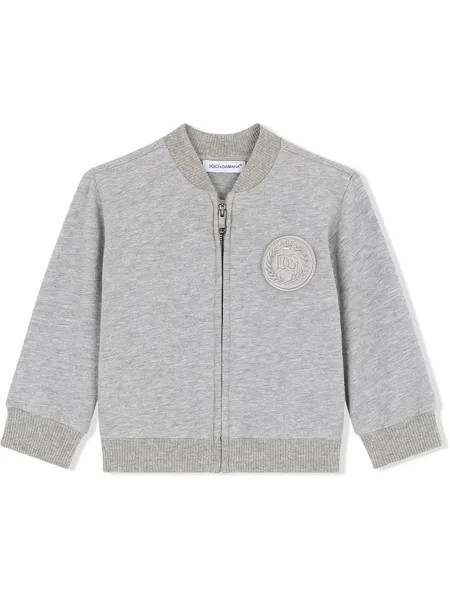 Dolce & Gabbana Kids толстовка на молнии с нашивкой-логотипом