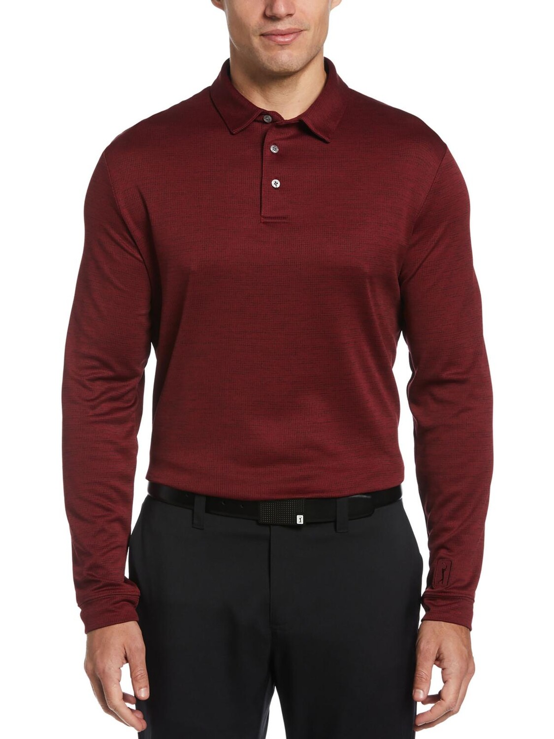 Мужская рубашка-поло для гольфа с длинным рукавом PGA Tour, цвет Dark Carria Red Heather