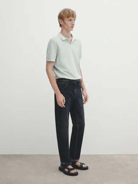 Свитер поло из прибленного хлопка Massimo Dutti, зеленый