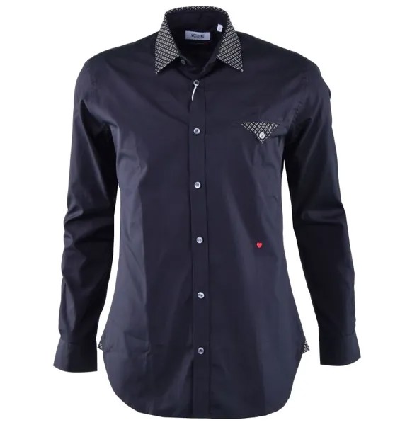Рубашка Moschino с аппликациями Черная хлопковая рубашка Cotton Black 03690