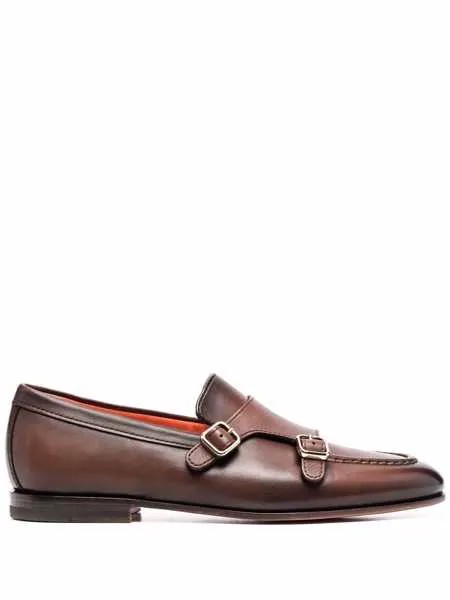 Santoni double-buckle monk shoes