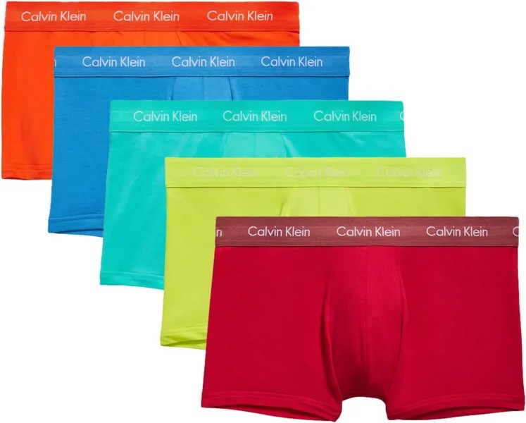 Хлопковые эластичные трусы Pride Pack с низкой посадкой Calvin Klein Underwear, цвет Cherry Tomato/Persian Red/Lemon Lime/Aqua Green/Blue Ambience