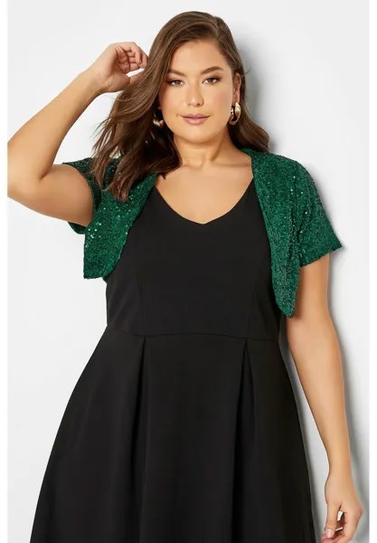 Блуза SEQUIN EMBELLISHED BOLERO SHRUG Yours Clothing, зеленый