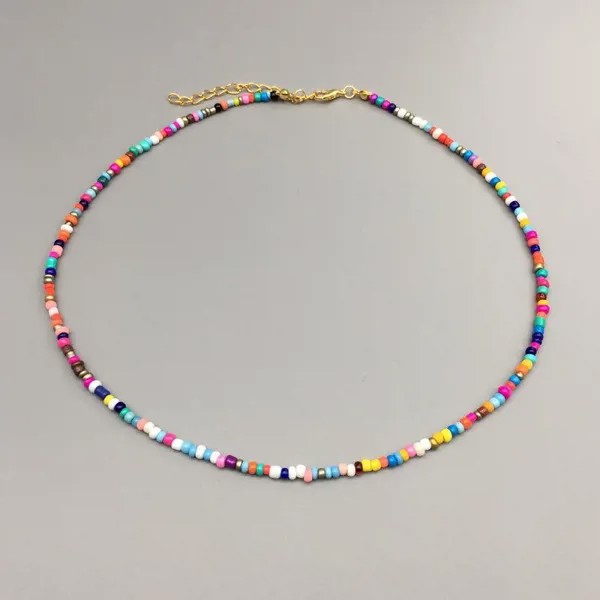Богемия Многоцветное ожерелье из рисовых бусин