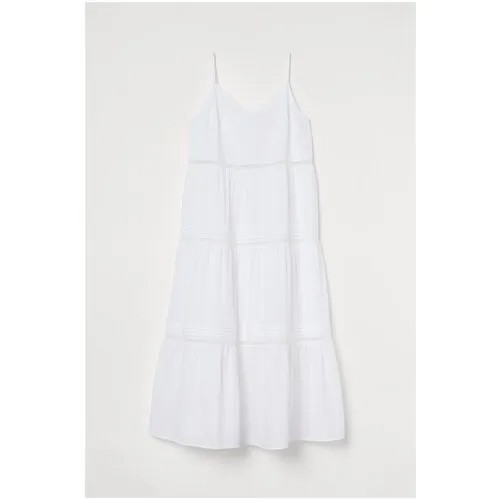 Платье H&M, хлопок, миди, размер XXL, белый