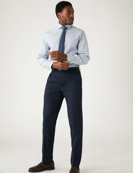 Итальянские льняные костюмные брюки индивидуального кроя Miracle Marks & Spencer, темно-синий