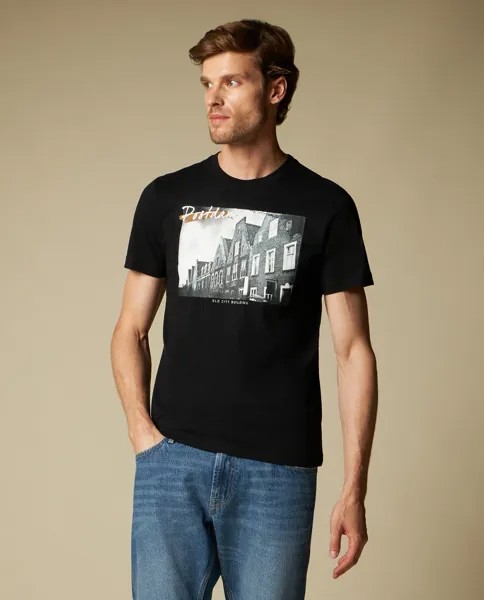 Мужская футболка с круглым вырезом из чистого хлопка J. HART & BROS., черный