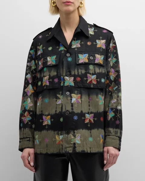 Винтажная французская куртка в стиле милитари Atlas Mountains Tie-Dye Libertine, цвет Td