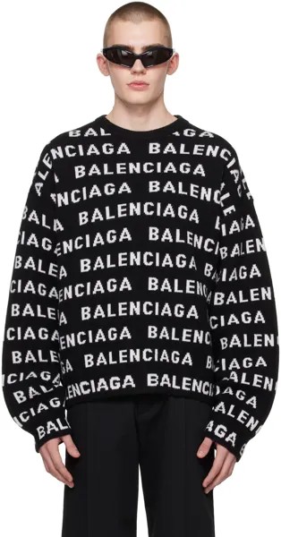 Черный жаккардовый свитер Balenciaga