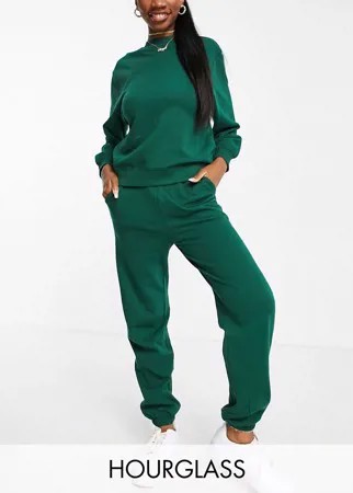 Темно-зеленый спортивный костюм со свитшотом узкого кроя и джоггерами ASOS DESIGN Hourglass-Зеленый цвет