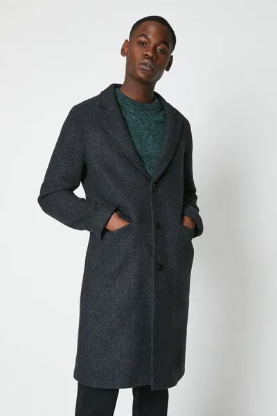 Шерстяное текстурированное пальто на трех пуговицах Burton, серый