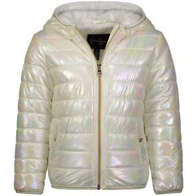 Jessica Simpson Переливающееся стеганое зимнее пуховое пальто средней плотности для девочек