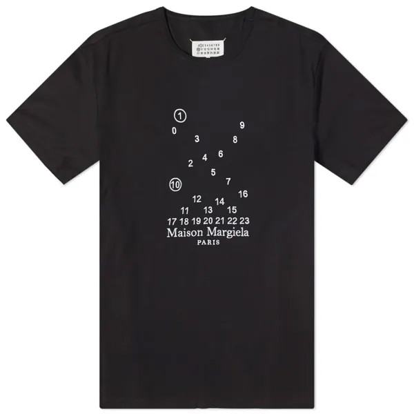 Футболка Maison Margiela с вышитым логотипом и цифрами, черный