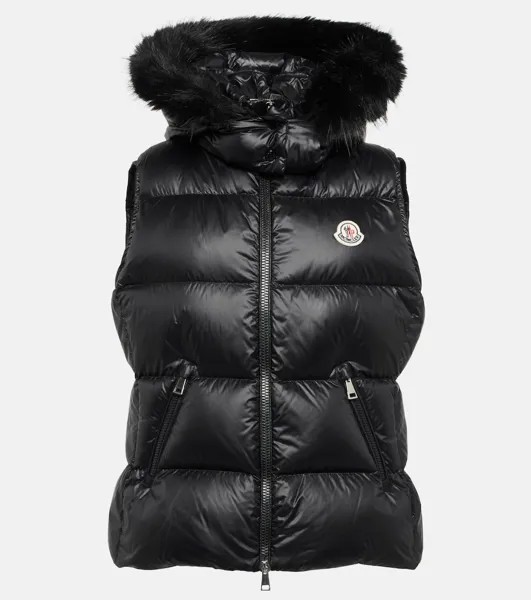 Пуховик Gallinule с отделкой из искусственного меха MONCLER, черный