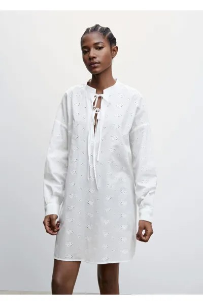 Ажурная ночная рубашка из хлопка Mango, белый