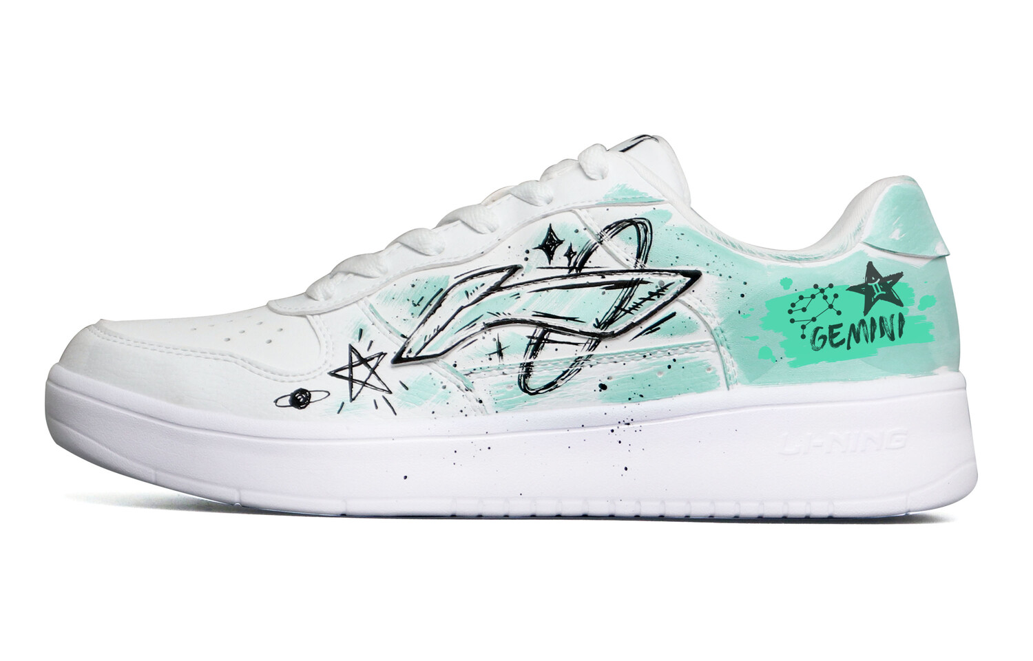 Кроссовки LINING Pontoon Boats Skateboarding Shoes Women's Low-top White/Green, белый