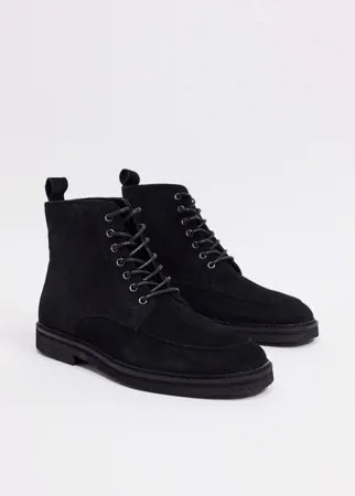 Черные замшевые ботинки на шнуровке Walk London Slick Heritage-Черный