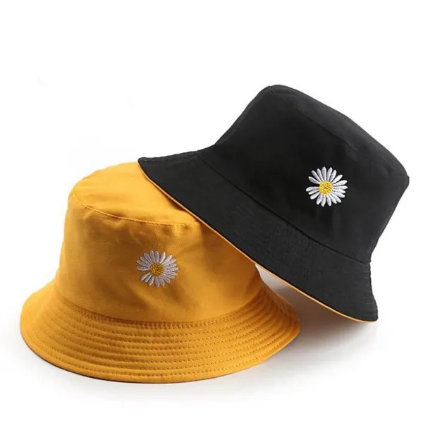 2020 NEW Женщины Ведро Рыбалка Шляпы Солнцезащитный крем Солнцезащитный шапочка Маленькие ромашки Двухсторонняя одежда Весна Леди F