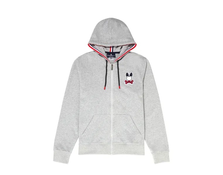 Мужская толстовка Psycho Bunny Brancote Heather серая/темно-красная/белая B6H802J1CO-HGY, серый