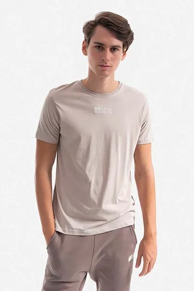 Хлопковая футболка Alpha Industries, бежевый