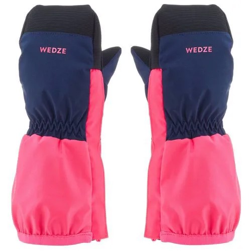 Варежки лыжные теплые водонепроницаемые для детей сине-розовые флюоресцентные 5-6 лет (105-124 см) WEDZE X Decathlon