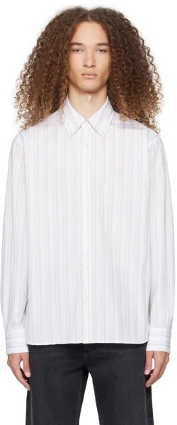 Белая рубашка на пуговицах Acne Studios, цвет White/Brown