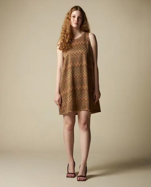 Короткое женское платье без рукавов из люрексовой нити NICE&CHIC, светло-коричневый